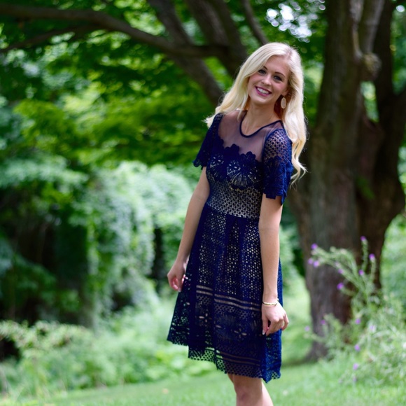 Navy Short Sleeve Dress - Picture 6 of 7